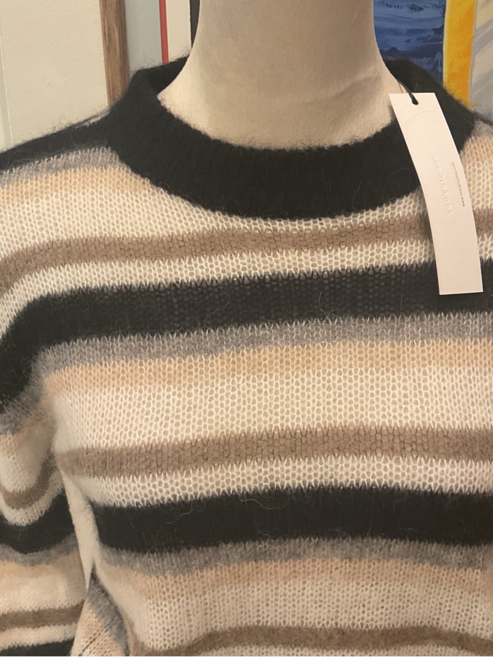 One Grey Day Alpaca/Merino Wool Striped Sweater - Picture 3 of 10